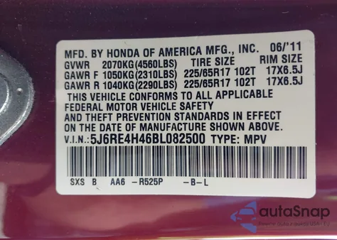 2011 Honda Cr-V Se из США, поврежденный, VIN 5J6RE4H46BL082500